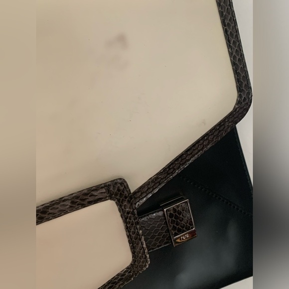 Rafe New York Bag Cowhide Snakeskin Large Clutch Shoulder Purse Chain Strap - Picture 8 of 13